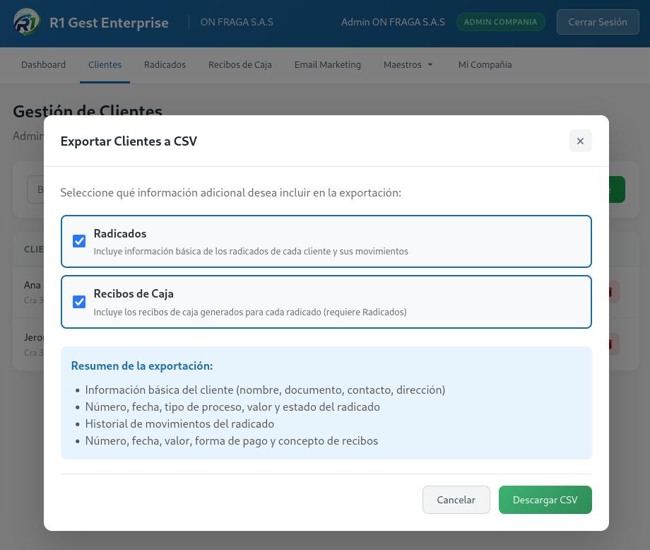 Exportar clientes CSV