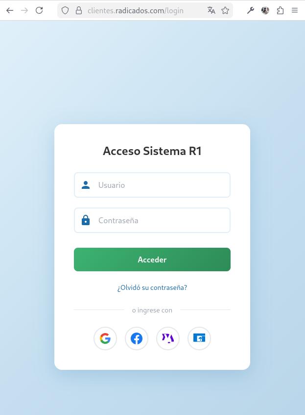 Pantalla de login
