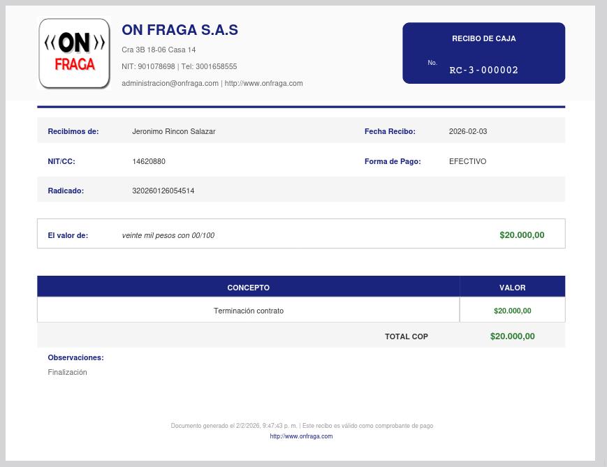 Recibo de caja PDF