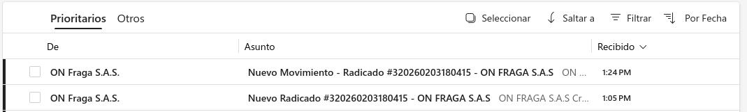 Email movimiento en buzón